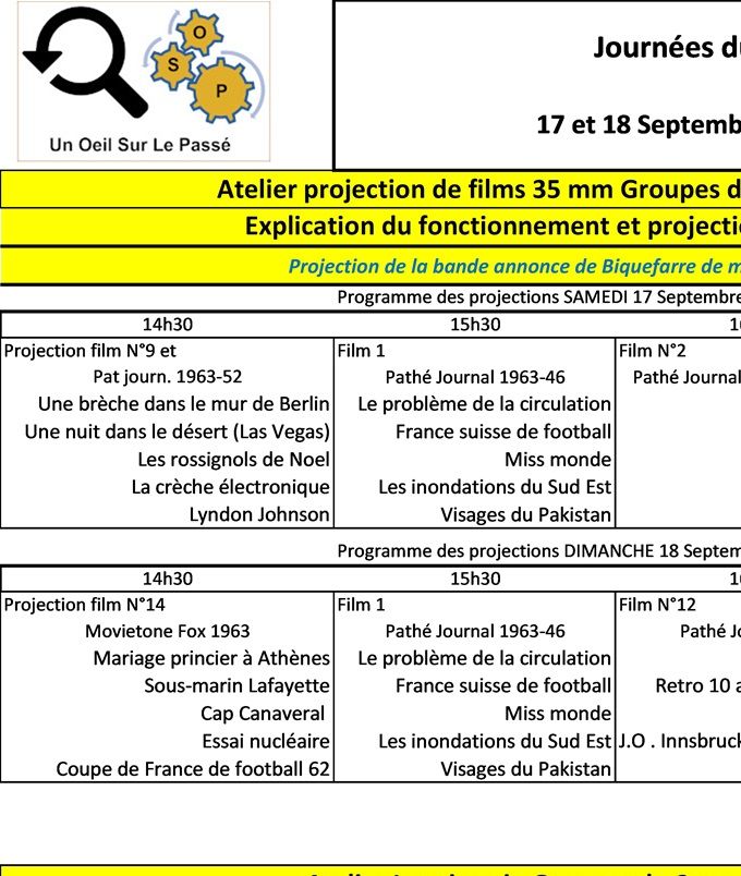Voici notre programme pour ce week end.